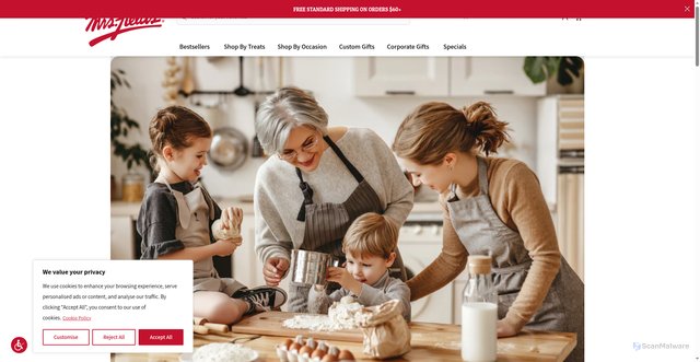Security scan screenshot of https://www.mrsfields.com/blogs/blog/national-cookie-day?srsltid=AfmBOoqZ5zvwqfYuivv7FUpUGMmleJP7mGBgLpNMIiCiCFh--SsBYD54