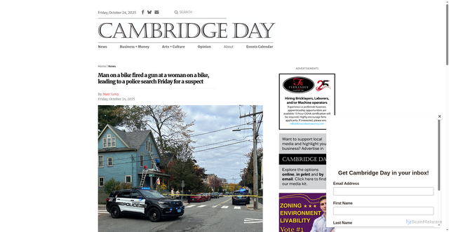 Security scan screenshot of https://www.cambridgeday.com/2025/10/24/man-on-a-bike-fired-a-gun-at-a-woman-on-a-bike-leading-to-a-police-search-friday-for-a-suspect/