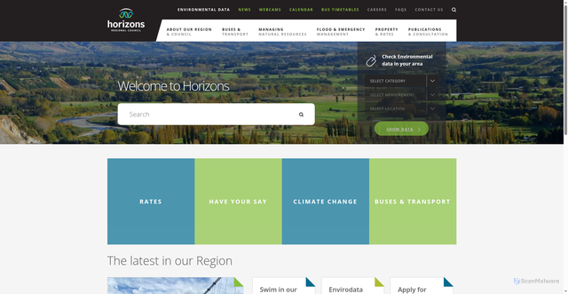 Security scan screenshot of https://www.horizons.govt.nz/