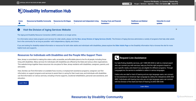 Security scan screenshot of https://www.nj.gov/adrcnj/