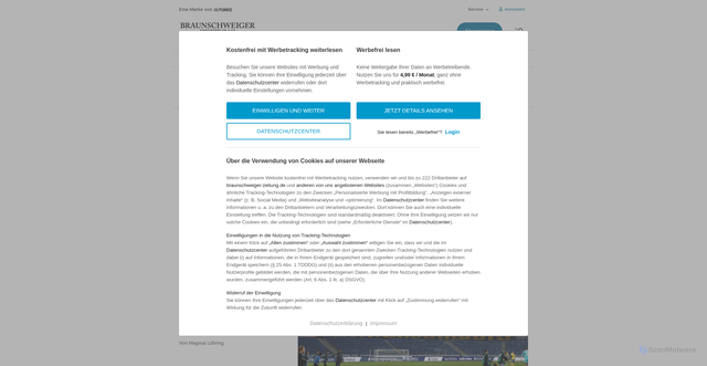 Security scan screenshot of https://braunschweiger-zeitung.de