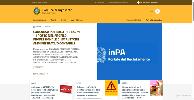 Security scan screenshot of https://www.comune.lagosanto.fe.it/
