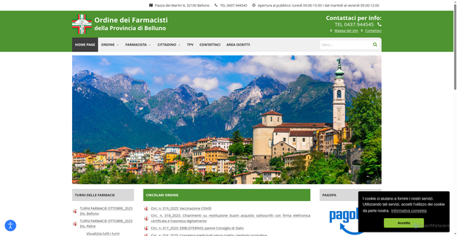Security scan screenshot of https://www.ordinefarmacistibelluno.it/