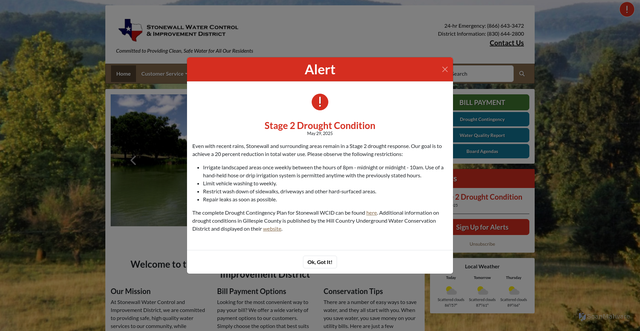 Security scan screenshot of https://stonewallwcidtx.gov/