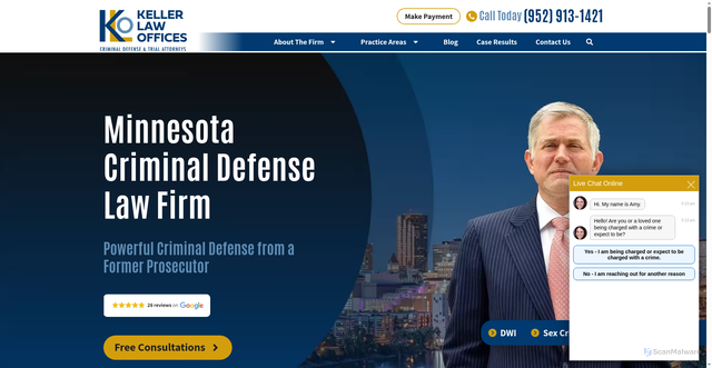 Security scan screenshot of https://kellerlawoffices.com/