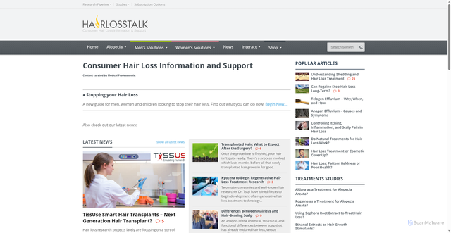 Security scan screenshot of https://www.hairlosstalk.com