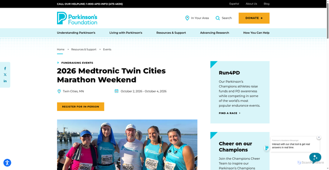 Security scan screenshot of https://www.parkinson.org/events/2026/champions-twin-cities