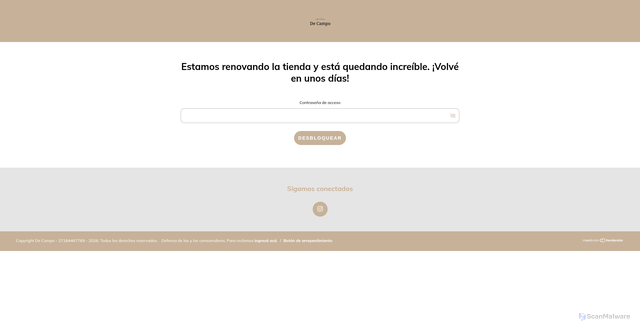 Security scan screenshot of https://www.decampomendoza.com/password/