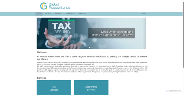 Security scan screenshot of http://globalaccountants.net