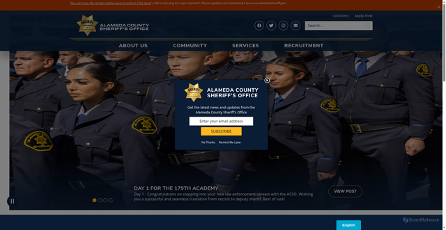 Security scan screenshot of https://www.alamedasheriff.gov/