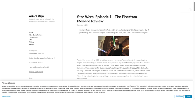Security scan screenshot of https://wizarddojo.com/2019/12/01/star-wars-episode-1-the-phantom-menace-review/