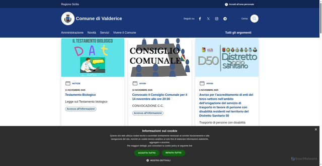 Security scan screenshot of https://www.comune.valderice.tp.it/it