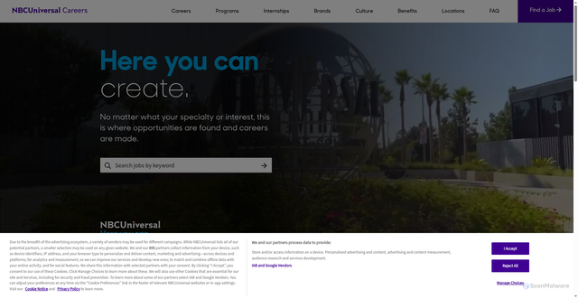 Security scan screenshot of https://www.nbcunicareers.com/