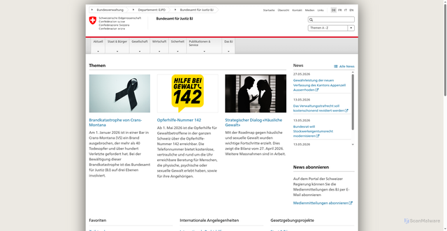 Security scan screenshot of http://www.bj.admin.ch