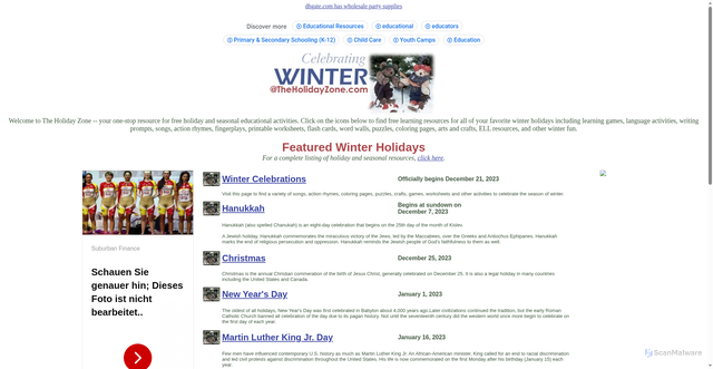 Security scan screenshot of https://theholidayzone.com