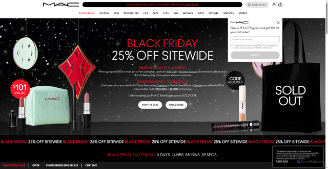 Security scan screenshot of https://www.maccosmetics.co.nz/?srsltid=AfmBOorGZk4MZjjwvPJPH7yEbbJba_sEDseWAxCClfU0XRARnlkg-9bV