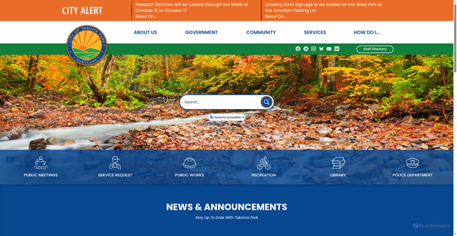Security scan screenshot of https://takomaparkmd.gov/