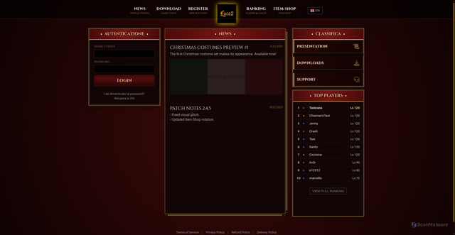Security scan screenshot of http://omega2.org/