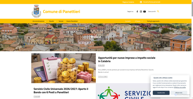 Security scan screenshot of https://www.comune.panettieri.cs.it