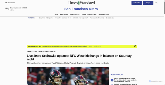 Security scan screenshot of https://www.times-standard.com/2026/01/03/49ers-seahawks-live-updates-nfc-west/