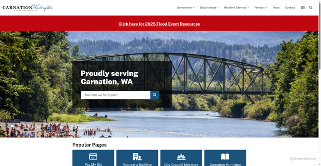 Security scan screenshot of https://www.carnationwa.gov/