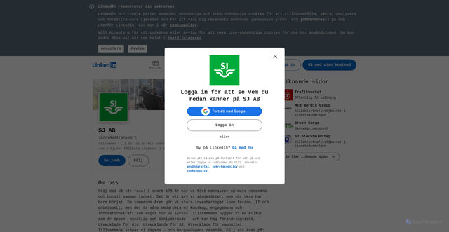 Security scan screenshot of https://se.linkedin.com/company/sj-ab
