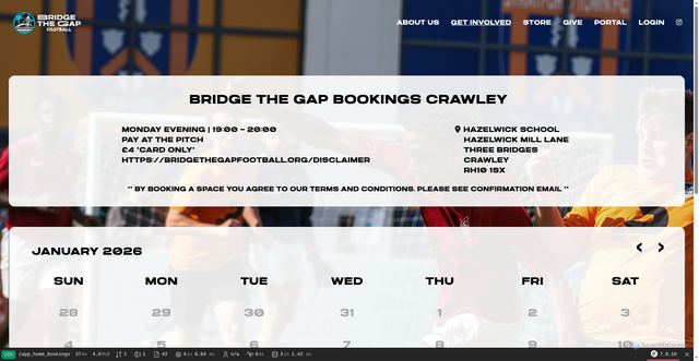 Security scan screenshot of http://btgfootballbookings.com/bookings/Crawley