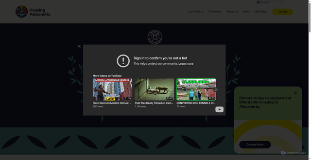 Security scan screenshot of https://www.housingalexandria.org/