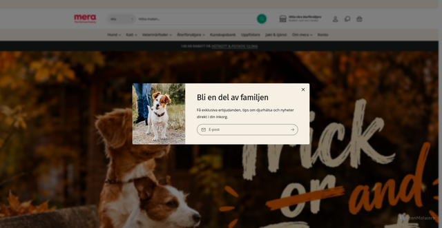 Security scan screenshot of https://merapetfood.se