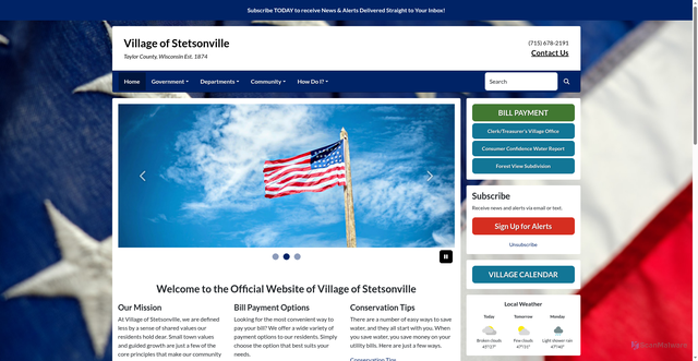 Security scan screenshot of https://villageofstetsonvillewi.gov/