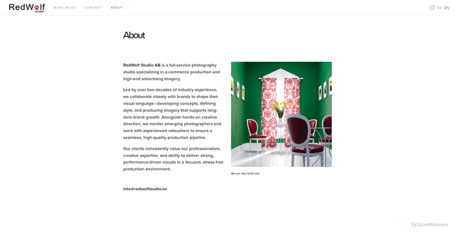 Security scan screenshot of https://redwolfstudio.se