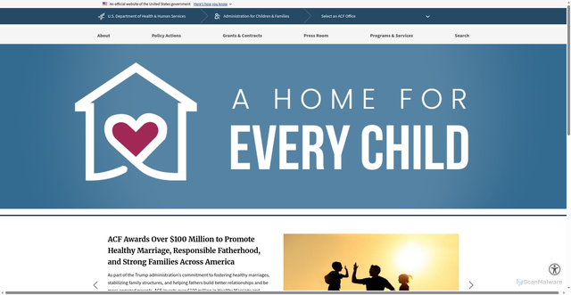 Security scan screenshot of https://acf.gov/