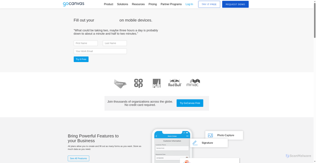 Security scan screenshot of https://services.gocanvas.com