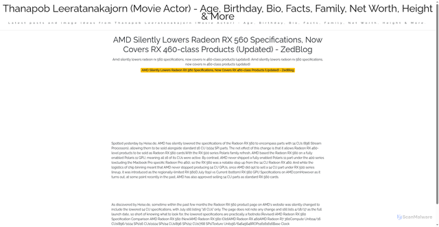 Security scan screenshot of https://nusaglobalmedia-dpsuywzva9wq.edgeone.app/amd-silently-lowers-radeon-rx-560-specifications-now-covers-rx-460-class-products-updated-zedblog.html