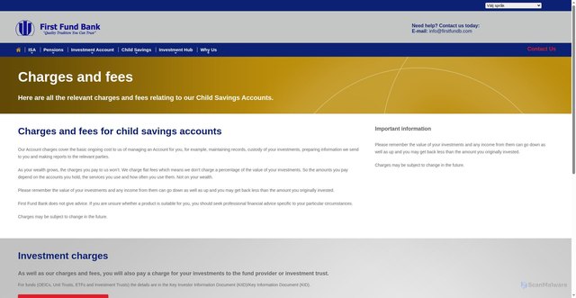 Security scan screenshot of https://online.firstfundb.com/child-savings/child-savings-charges-and-fees