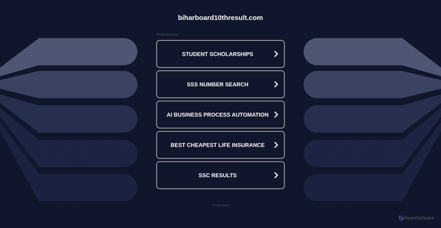 Security scan screenshot of https://biharboard10thresult.com/