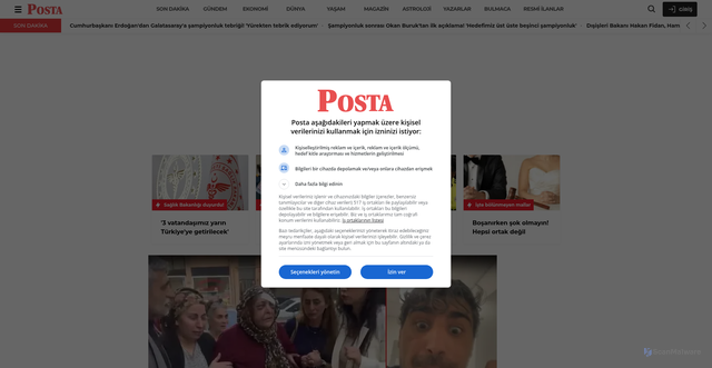 Security scan screenshot of https://posta.com.tr