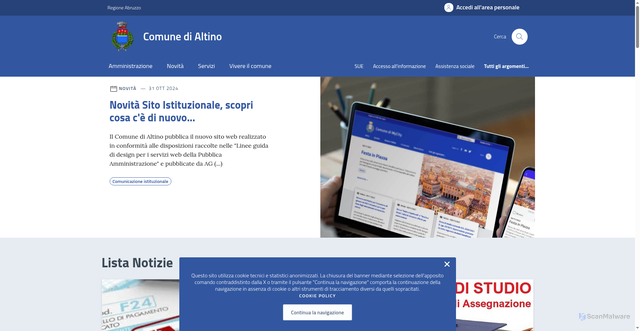 Security scan screenshot of https://comune.altino.ch.it/