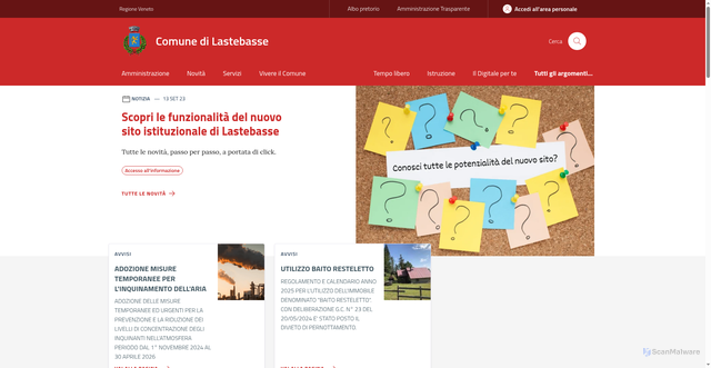 Security scan screenshot of https://www.comune.lastebasse.vi.it/