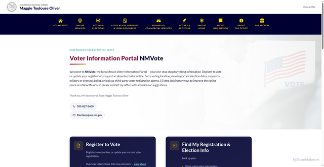 Security scan screenshot of https://www.nmvote.gov/
