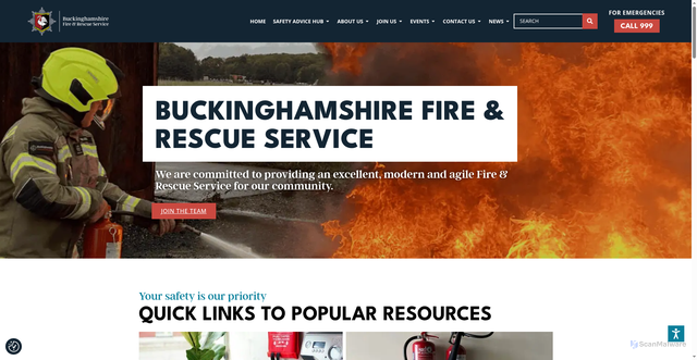 Security scan screenshot of http://www.bucksfire.gov.uk