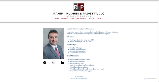 Security scan screenshot of https://www.rhp-law.com/joseph-y-rahimi-ii