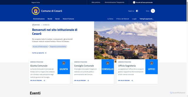 Security scan screenshot of https://www.comune.cesaro.me.it