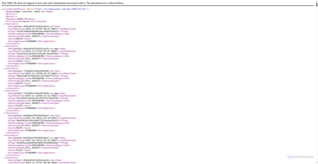 Security scan screenshot of https://widget-launcher.imbox.io/