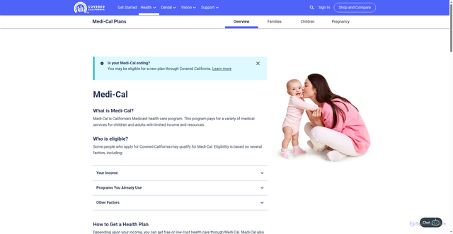 Security scan screenshot of https://www.coveredca.com/health/medi-cal/