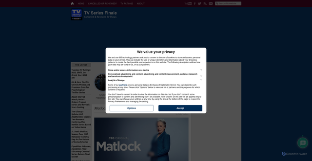 Security scan screenshot of https://tvseriesfinale.com/tv-show/matlock-season-two-ratings-viewer-votes/