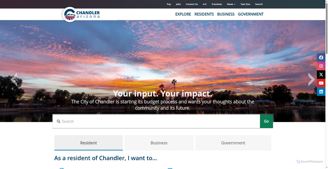 Security scan screenshot of https://www.chandleraz.gov/
