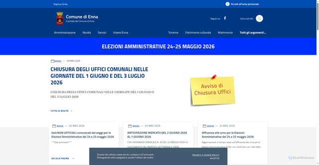 Security scan screenshot of https://www.comune.enna.it
