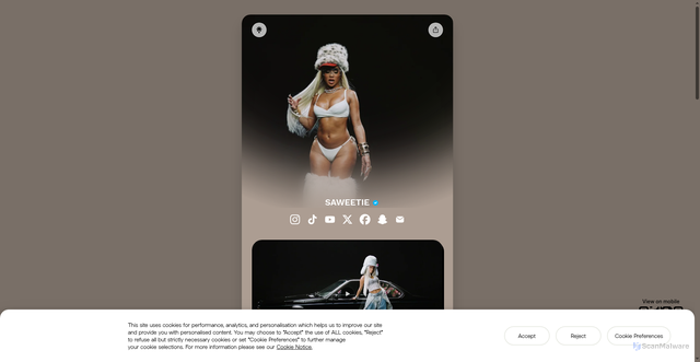 Security scan screenshot of https://linktr.ee/saweetie