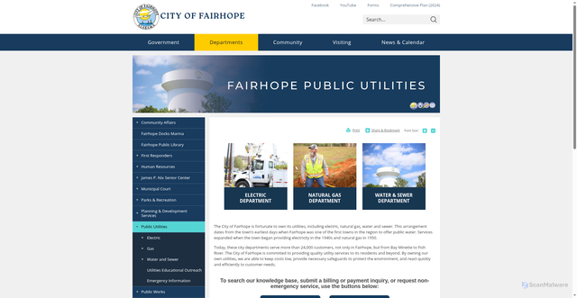 Security scan screenshot of https://www.fairhopeal.gov/departments/public-utilities